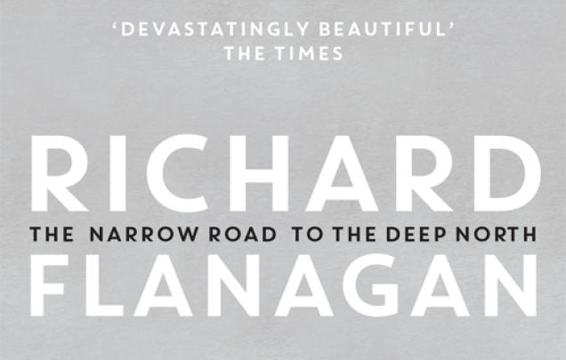 Large flower on book cover of The Narrow Road to the Deep North by Richard Flanagan