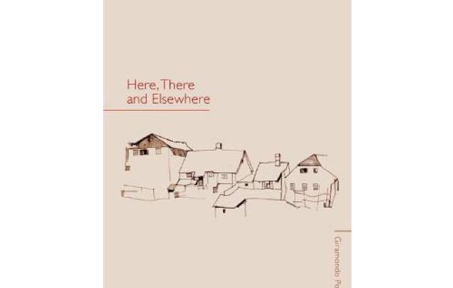 Drawing of group of houses on book cover of Here, There and Elsewhere by Vivan Smith
