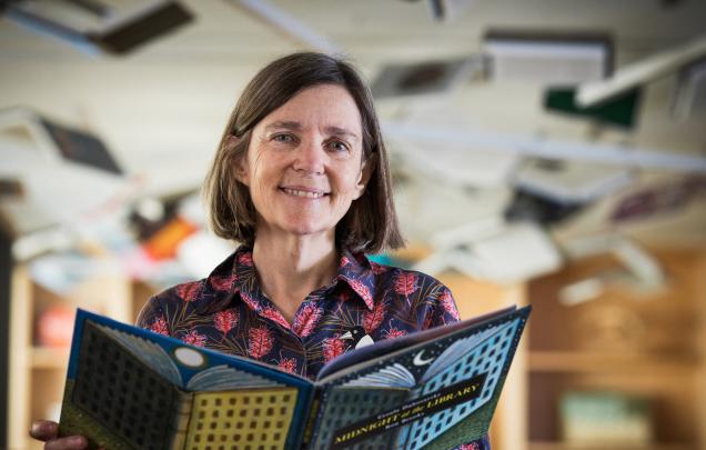 Author Ursula Dubosarsky in the Children's Library of the State Library of NSW