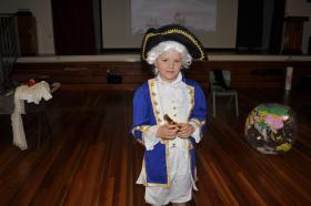 Schoolboy dressed in Captain Cook outfit
