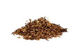 Small pile of dried tobacco leaves on white background