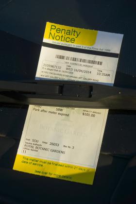 Parking ticket on windscreen of car