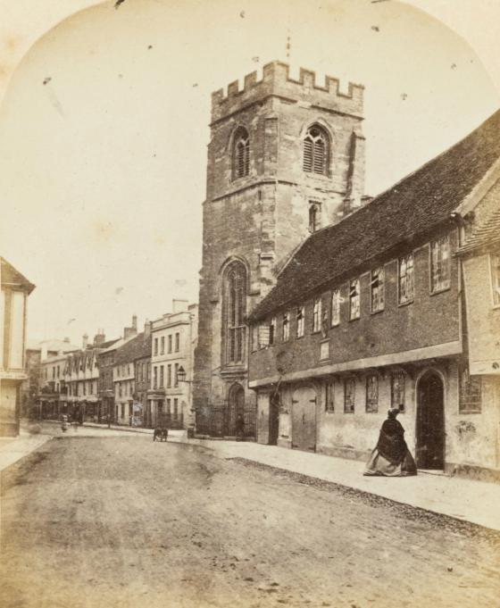 Grammar School and Tower of the Guild Chapel, Stratford On Avon, Ernest Edwards, 1863, from albumen print