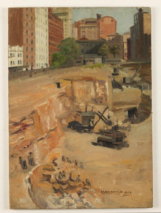 Wynyard Park during excavations for Wynyard Station 1927 / A.E. Macdonald