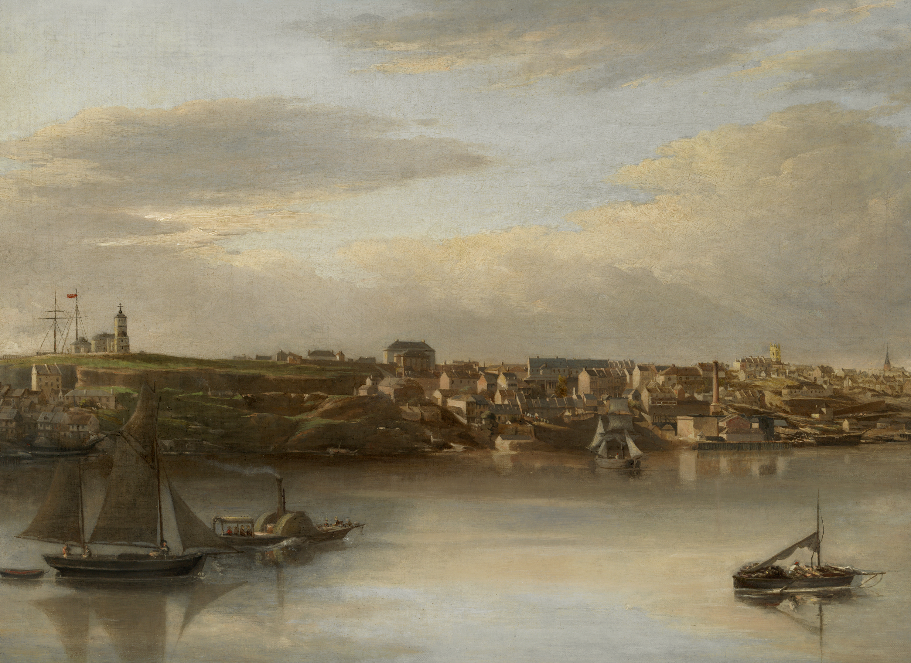 Painting of a harbour scene.