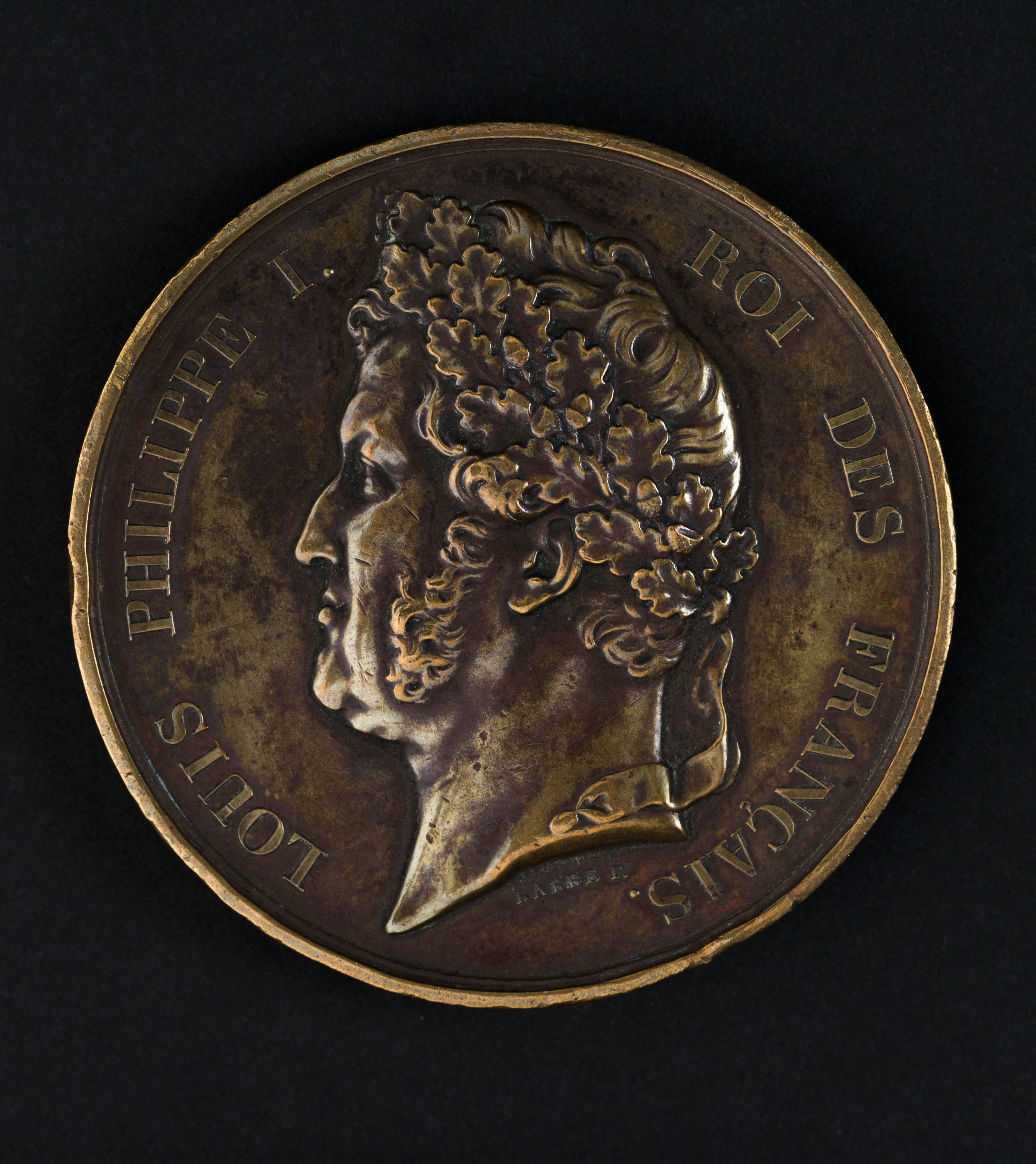 Bronze medallion showing the bust of Louis Philippe I 