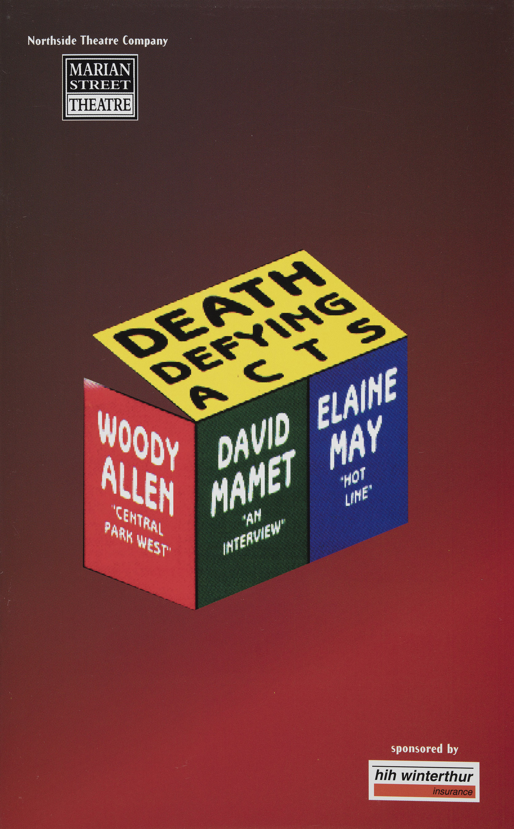 Program for Death Defying Acts, 1995 production, Marian Street Theatre records 1965–2002, box 8