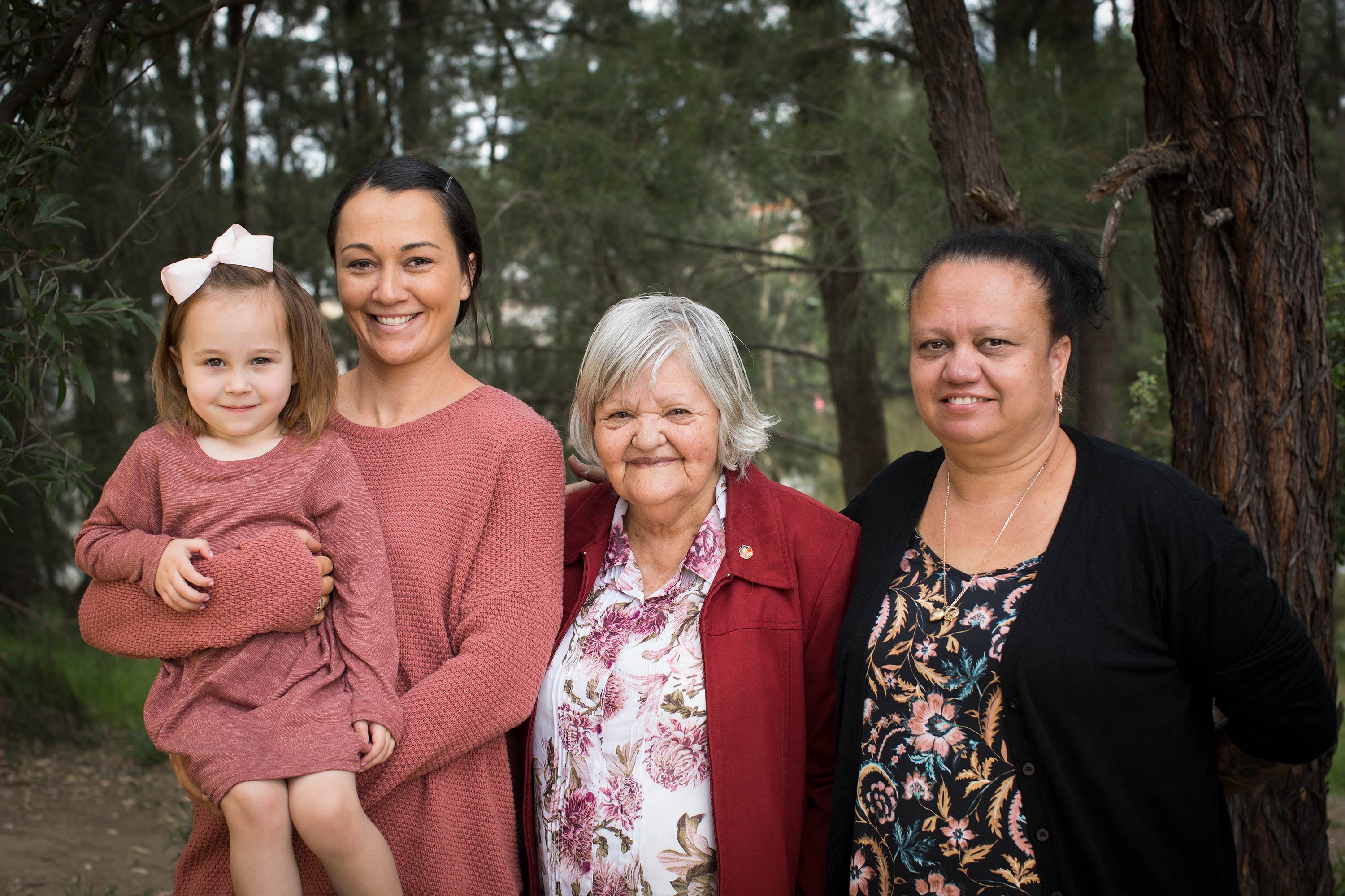 Lyra, Rhiannon Wright, Aunty Edna Watson and Leanne Watson / Photograph by Joy Lai, 2020