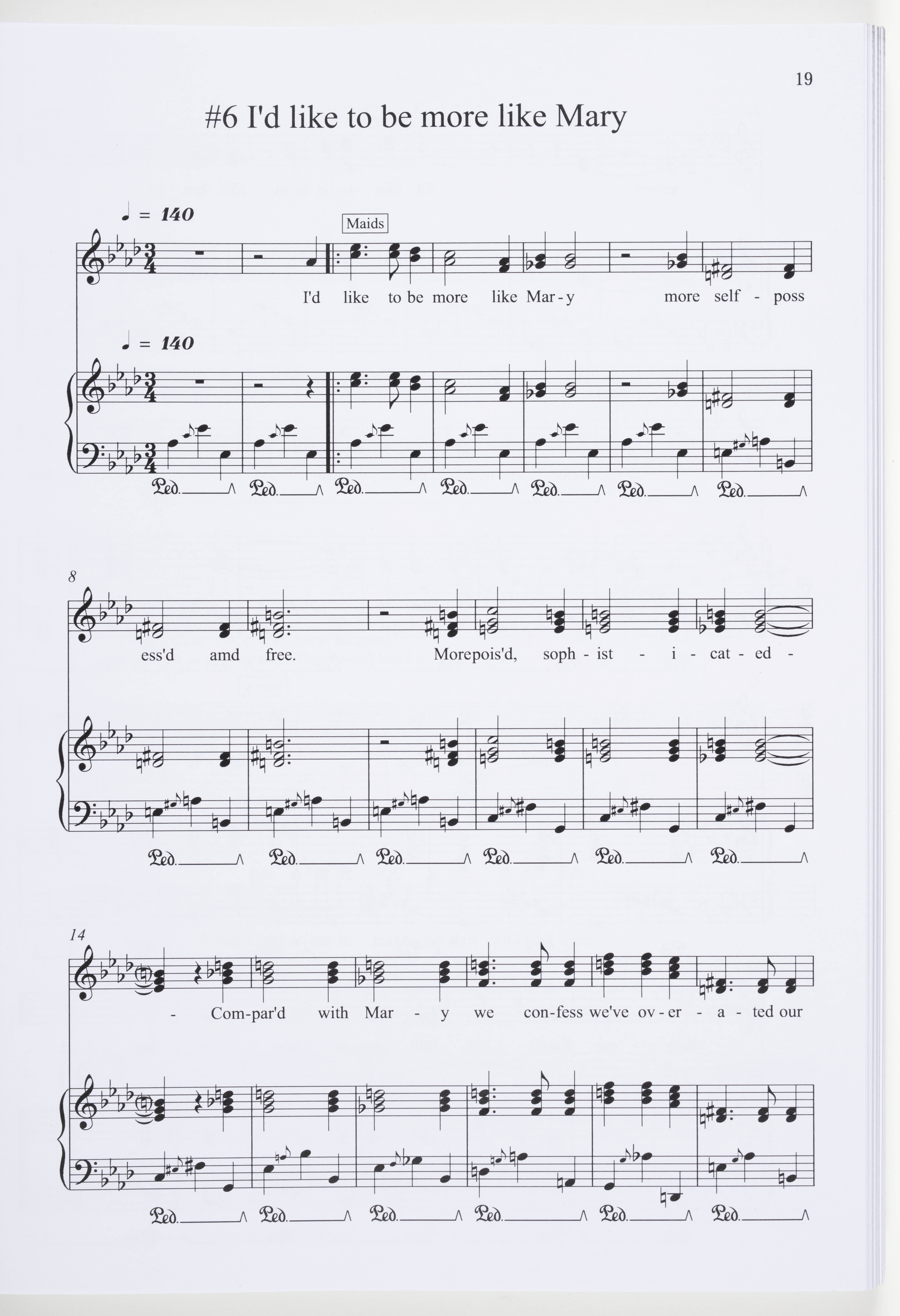 Sheet music for 'I'd like to be more like Mary'