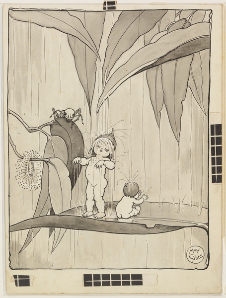 `The blossom was taking her bath' / Volume 02/v: Illustrations for Snugglepot and Cuddlepie: their adventures wonderful / by May Gibbs