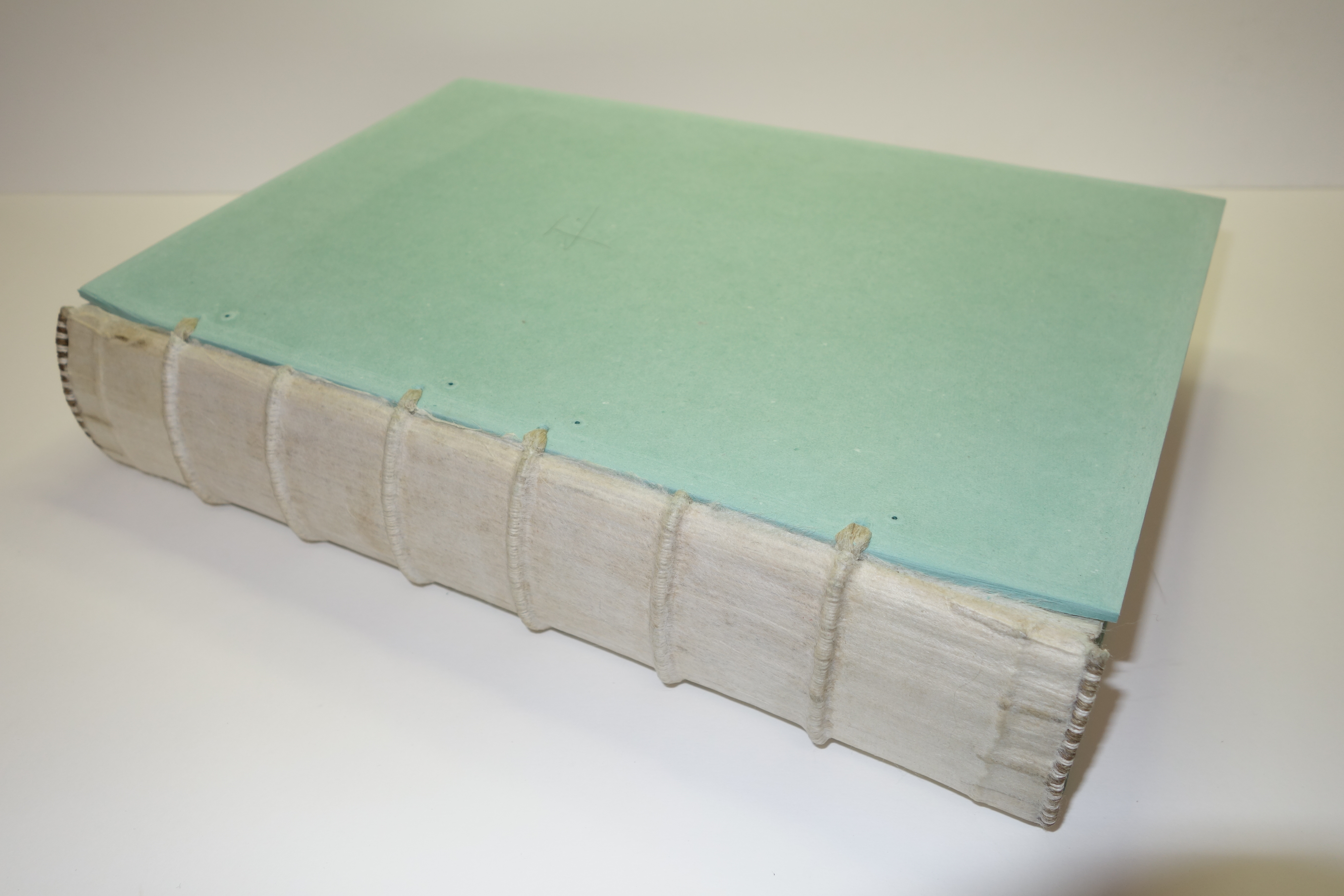 Repaired book with boards attached