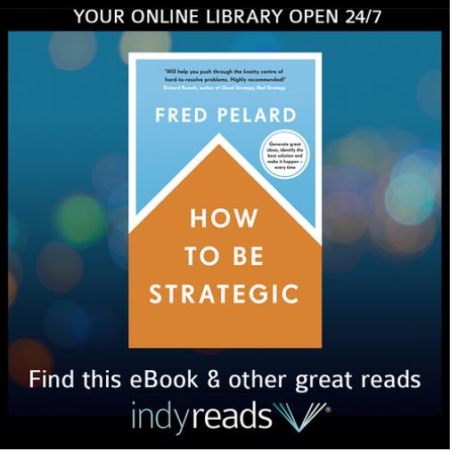 book cover on blue background with indyreads logo