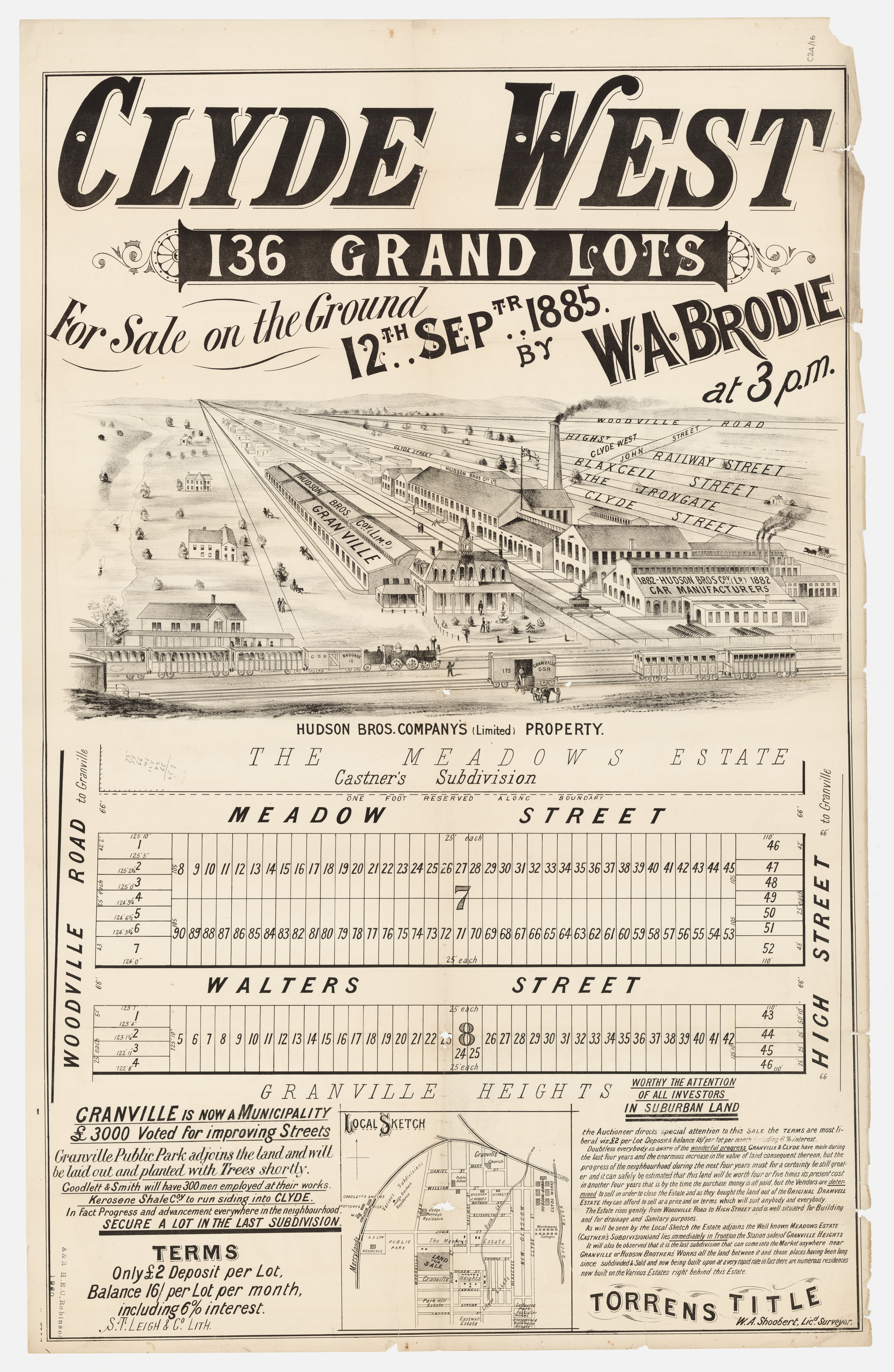 Subdivision Plan: 016 - SP/C24/16 - Clyde West 136 Grand Lots - Woodville Rd, Walters St, High St, Meadow St, 1885