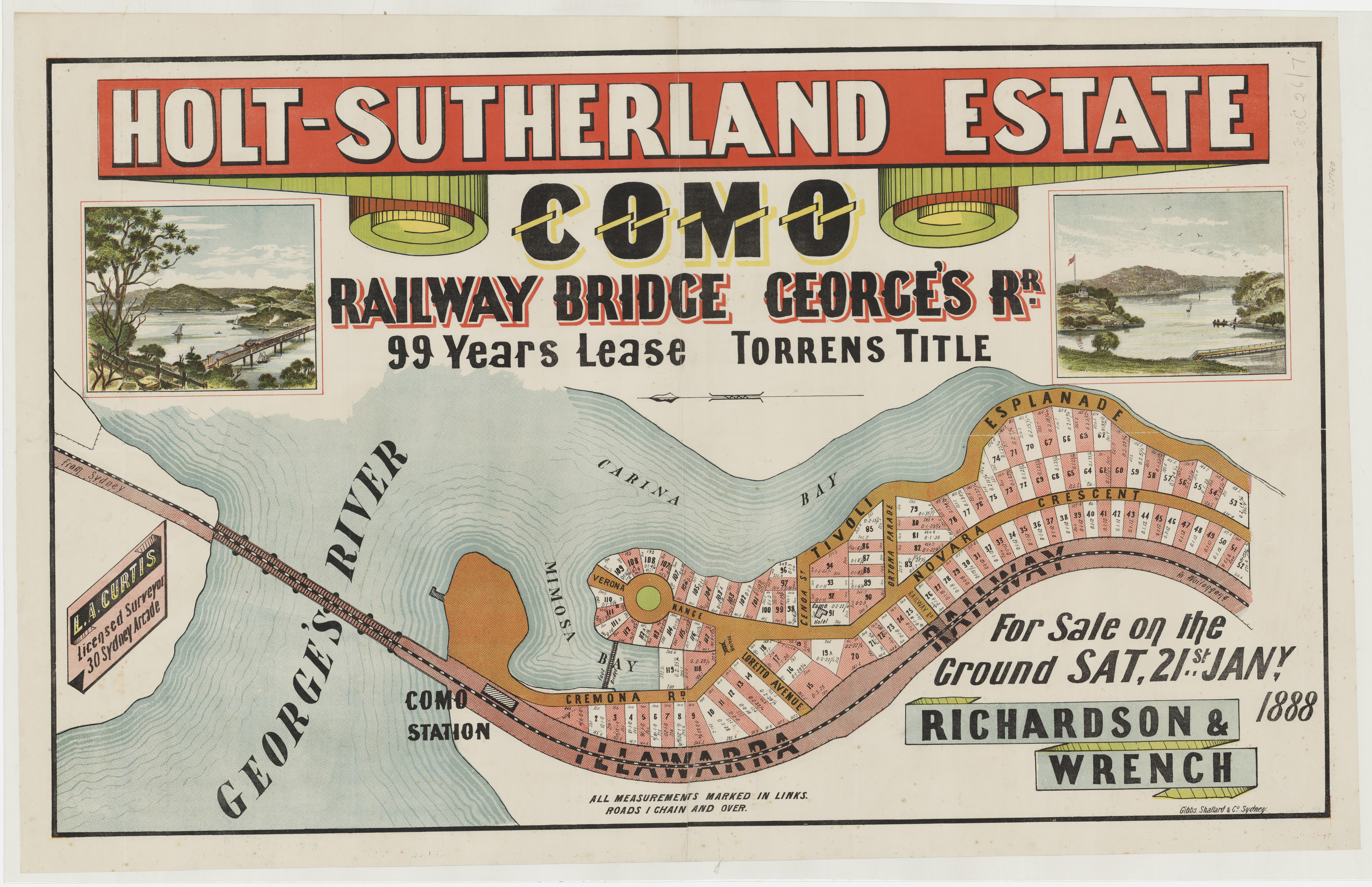 Subdivision Plan: 007 - Z/SP/C26/7 - Holt-Suterland Estate Como Railway Bridge George's Road - Tivoli Esplanade, Cremona Rd, Novara Crescent, 1887