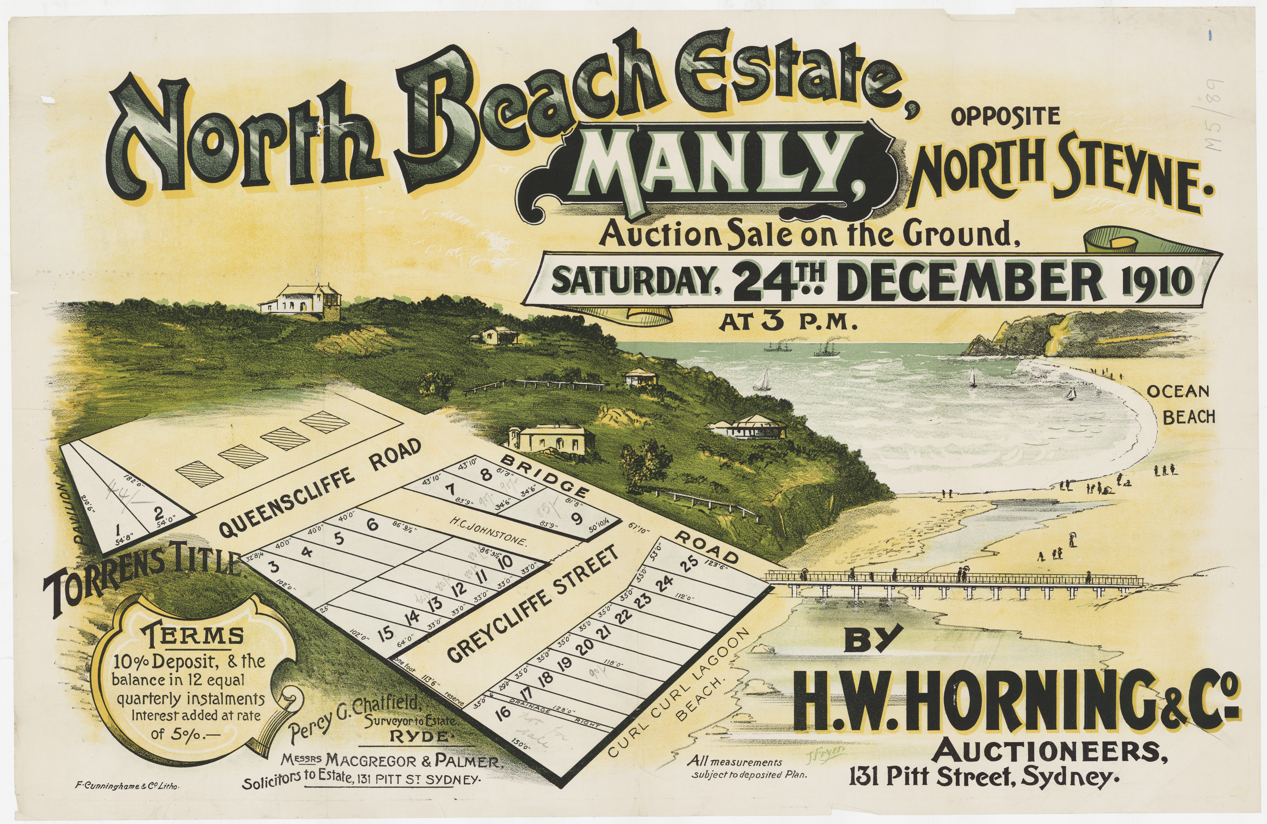 Subdivision Plan: 091 - SP/M5/89 - North Beach Estate Manly opposite North Steyne - Greycliffe St, Queenscliffe Rd, Bridge Rd, 1910