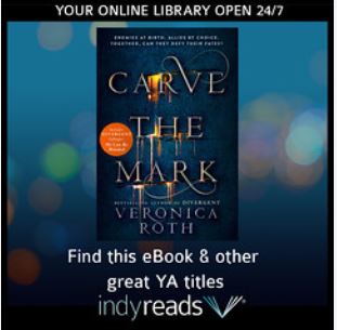 Carve the mark book cover with indyreads promo
