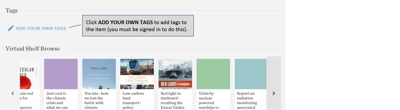 Catalogue – adding User Tags