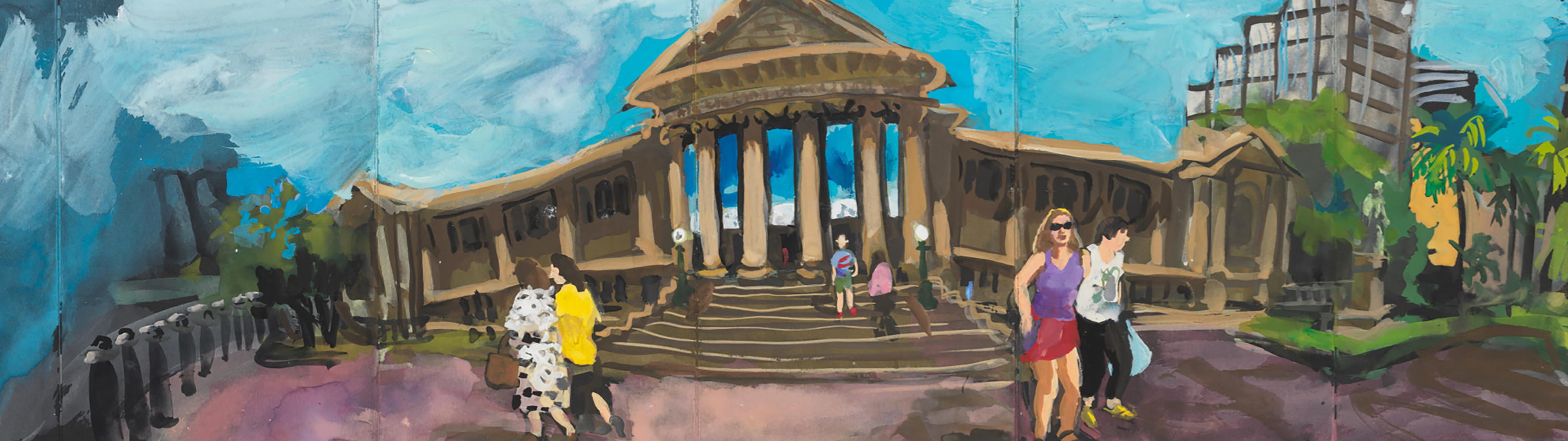 Crop of Wendy Sharpes painting of the Mitchell Library