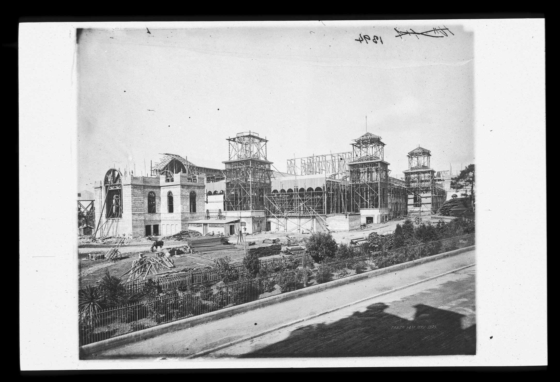 Garden Palace during erection - from Macquarie Street, Sydney