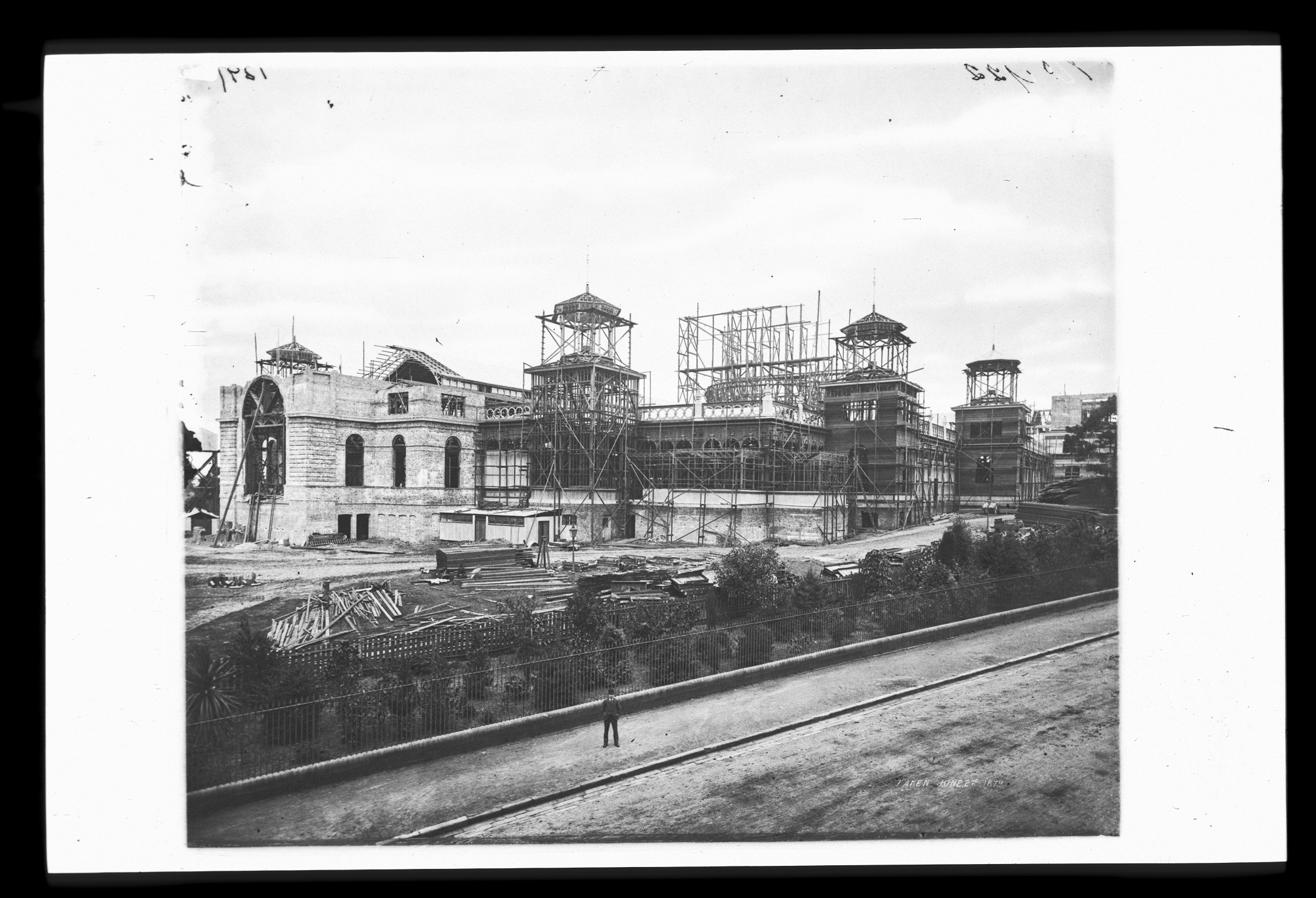 Garden Palace during construction, from Macquarie Street, 1879
