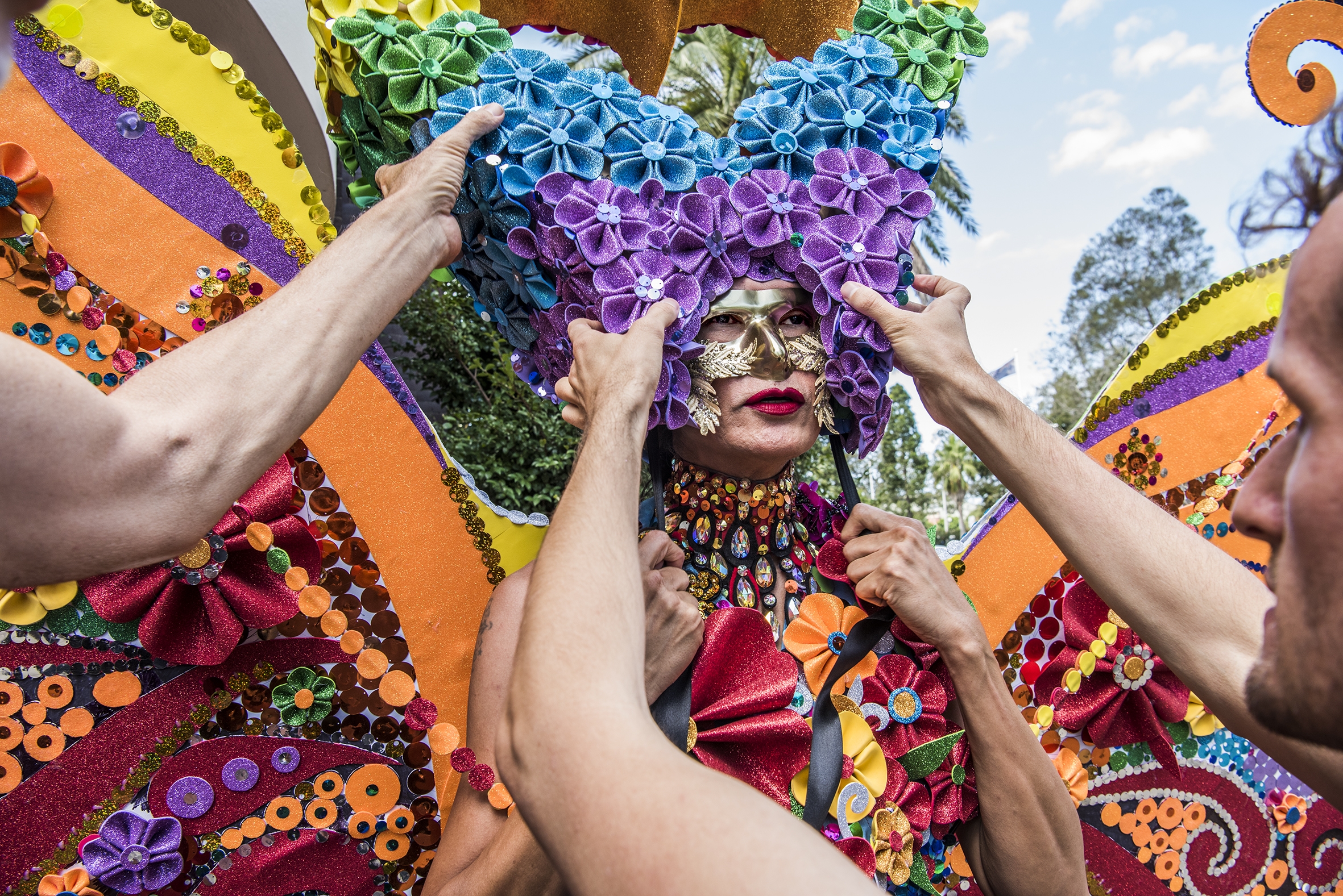 Koranis (Micky) Weerachaiyong has designed his own amazing outfit for Sydney’s Gay and Lesbian Mardi Gras, 6 March 2021. Photo by Steven Siewert