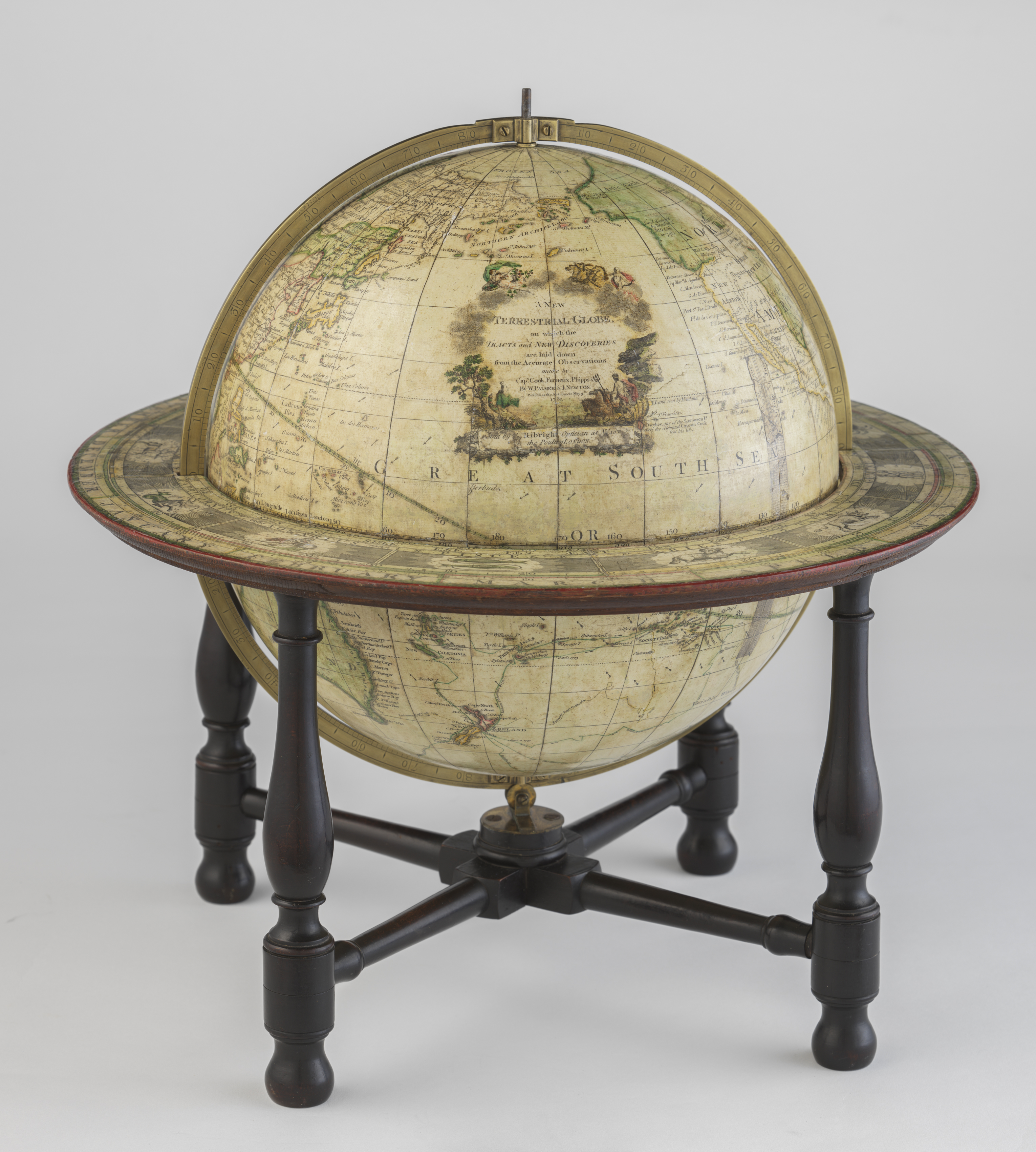 A new terrestrial globe on which the tracts and discoveries are laid down from the accurate observations made by Captains Cook, Furneux [sic], Phipps … 1782 by William Palmer & John Newton