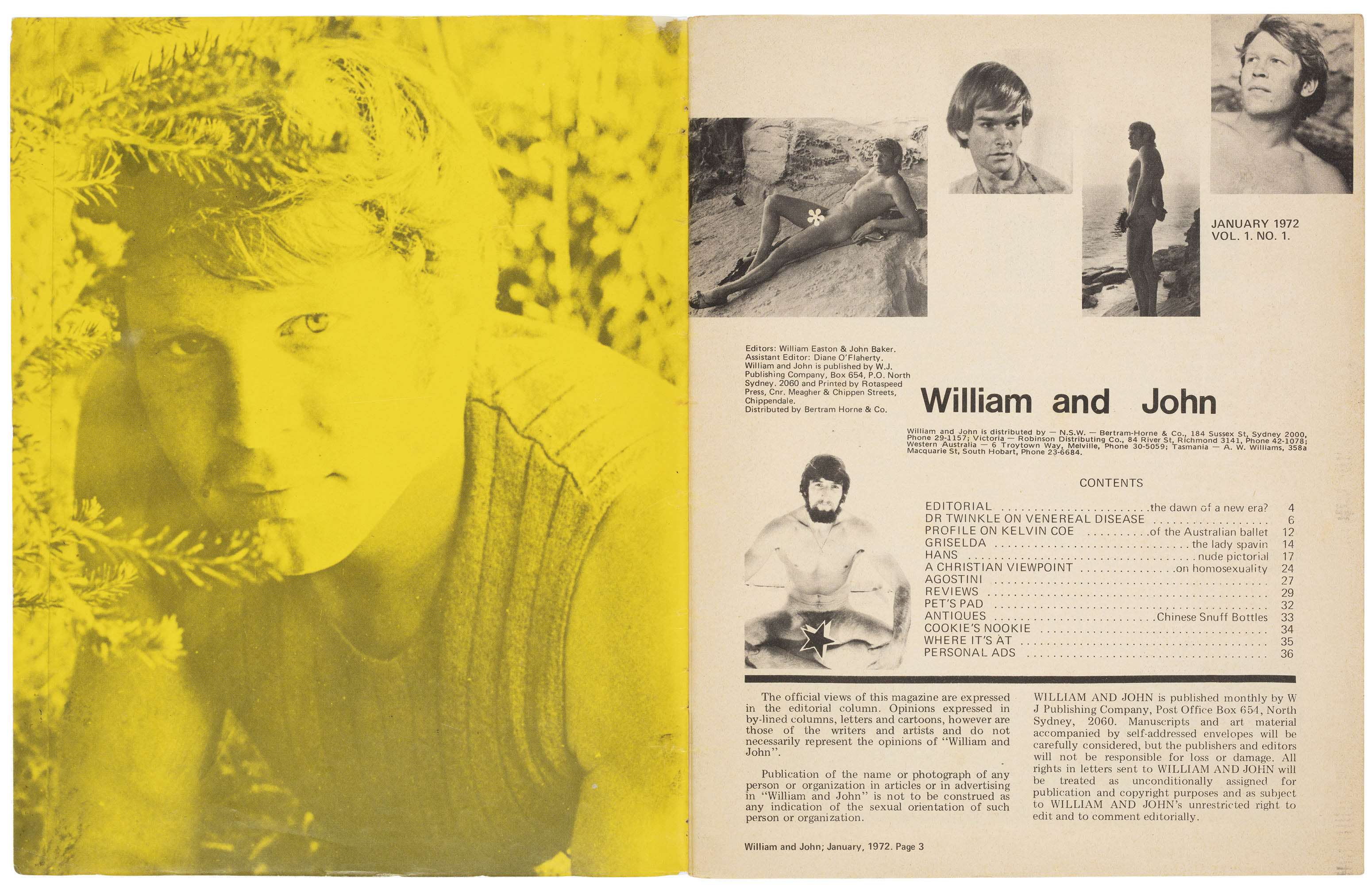 Inside cover and contents, p.2-3, William and John, Vol 1. no.1