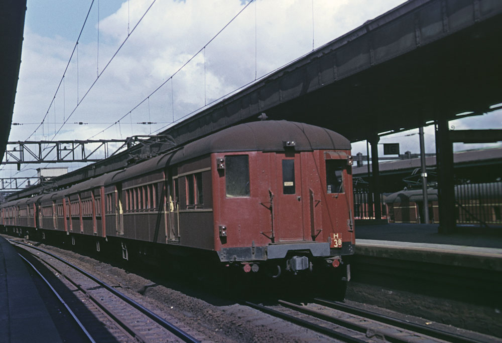 Electric 'Red Rattler', Central Station, 1956, by John Alfred, Colour transparency, Slides 41/4720