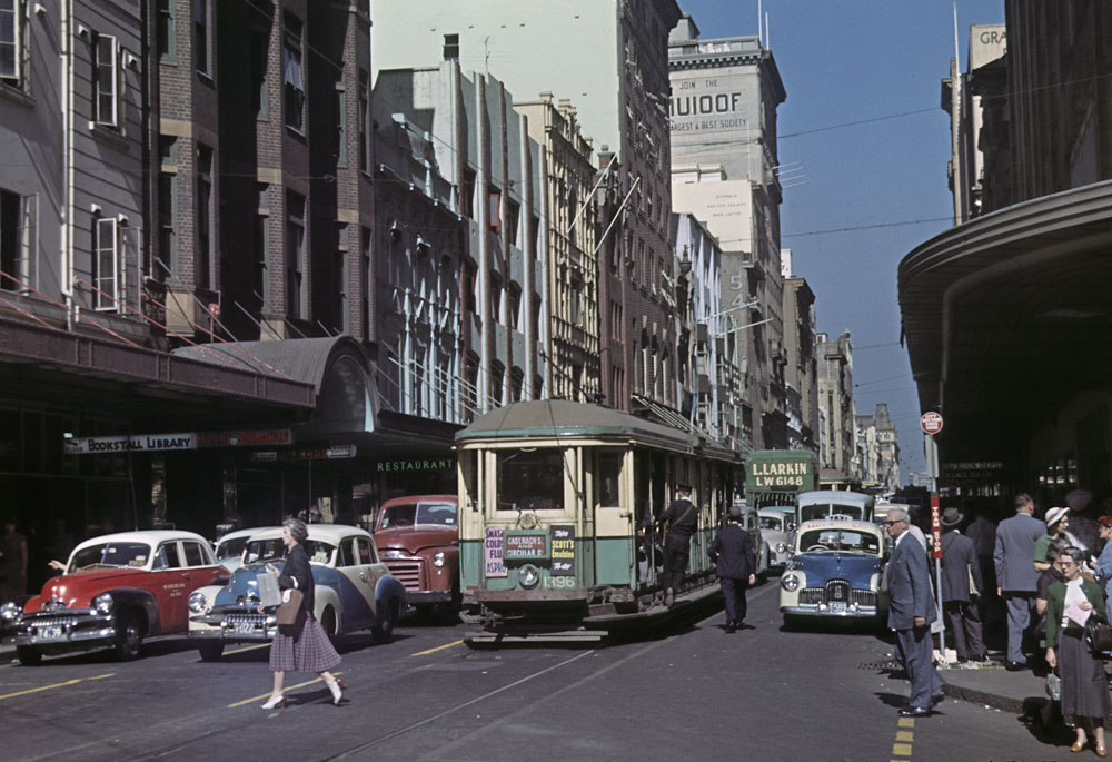Castlereagh Street, c.1956, by John Alfred, Colour transparency, Slides 41/597
