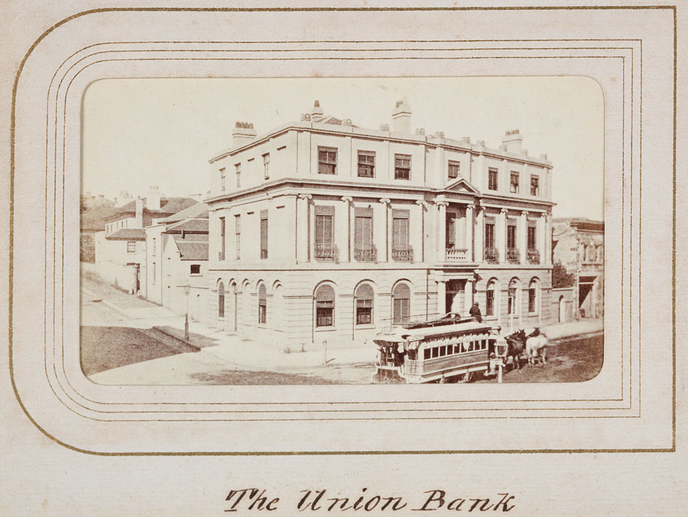 Union Bank, Pitt Street, c. 1863, by unknown photographer, Carte de visite, PXB 258/18