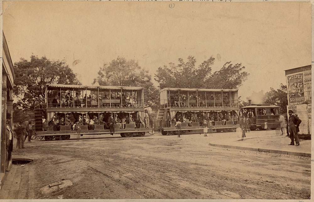 Double-decker steam tram, c. 1880, by unknown photographer, Albumen print, SPF/340