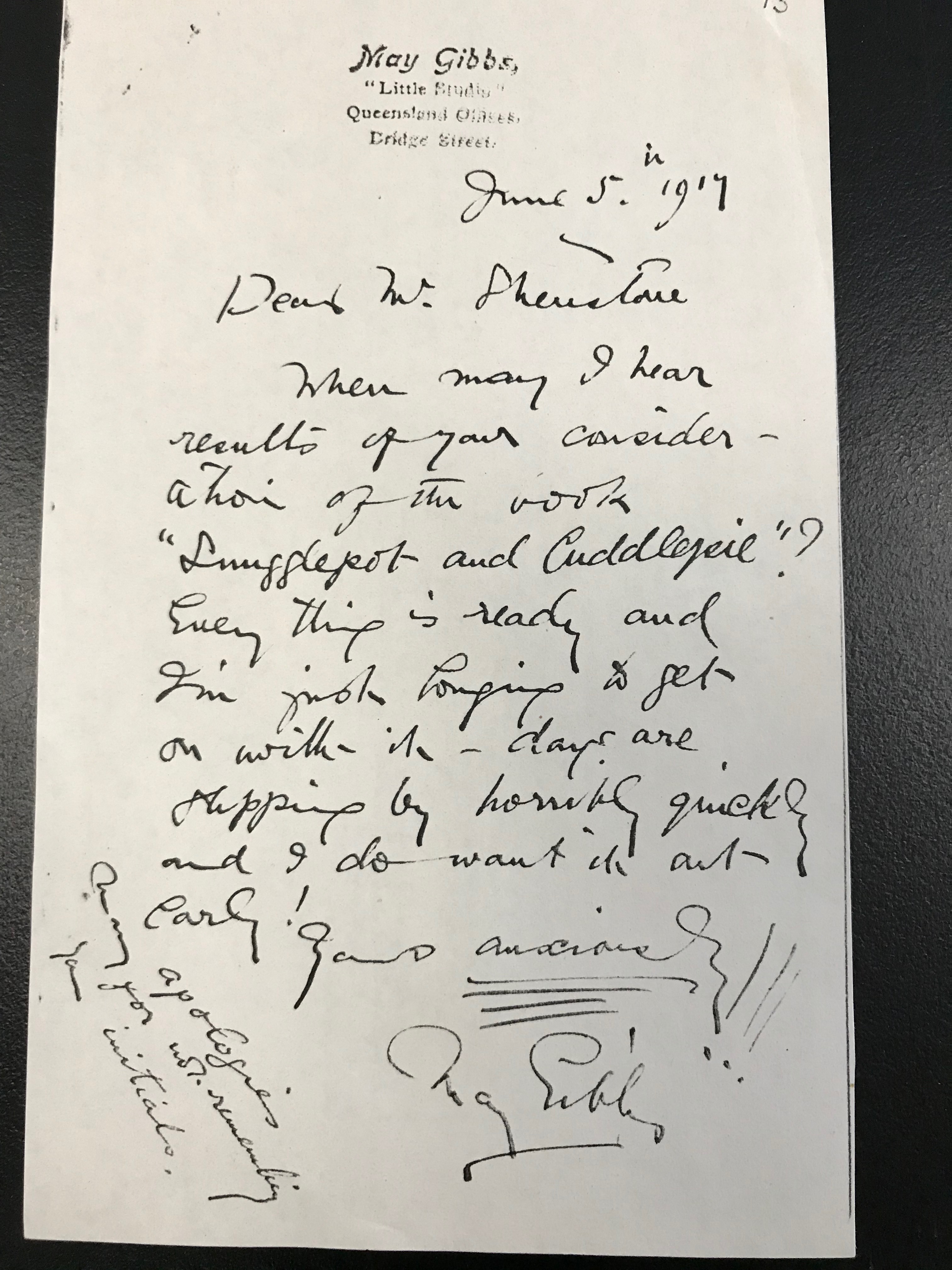 Handwritten letter with large scrawling writing, dated 1917.