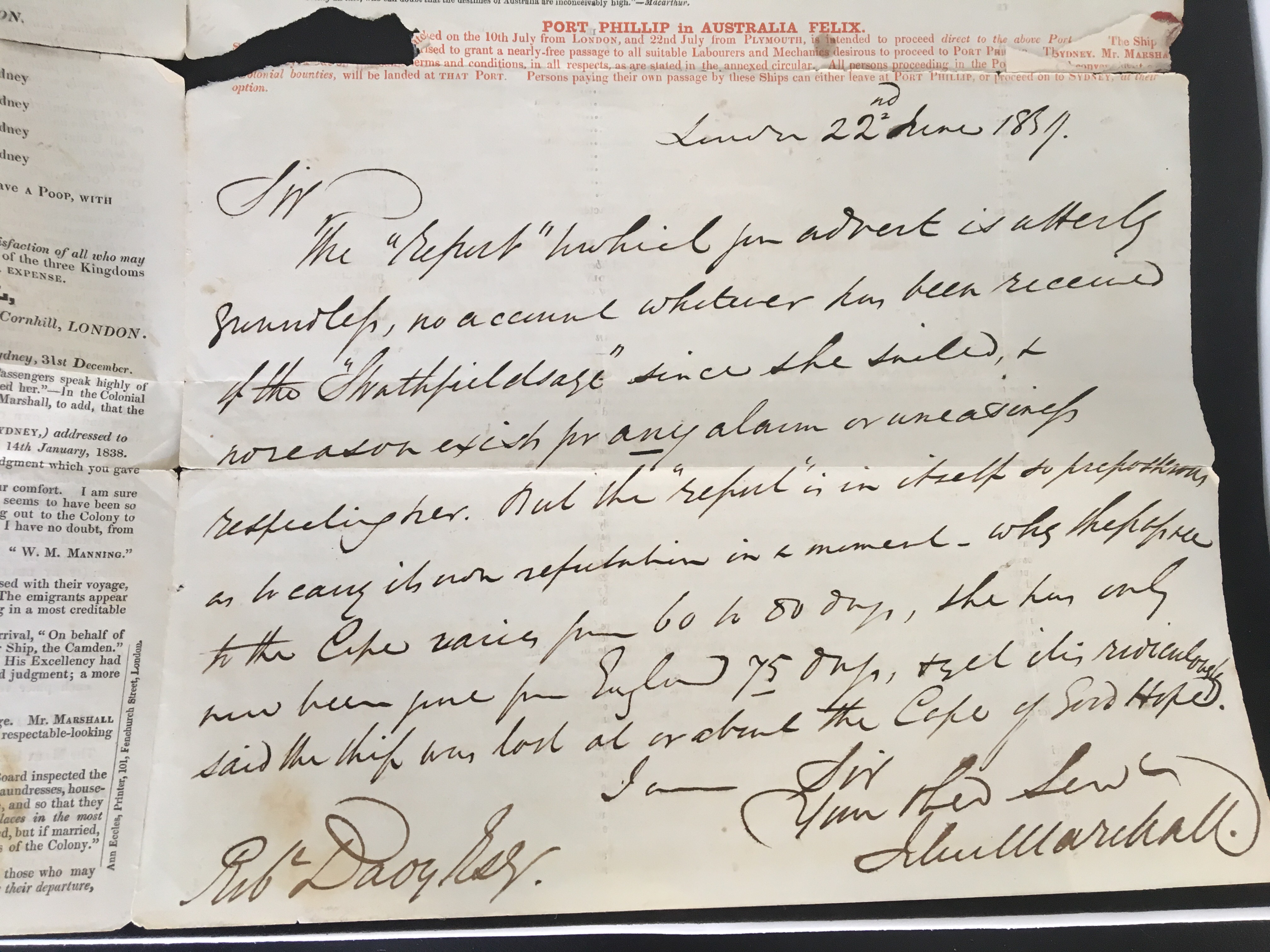 John Marshall handwritten note