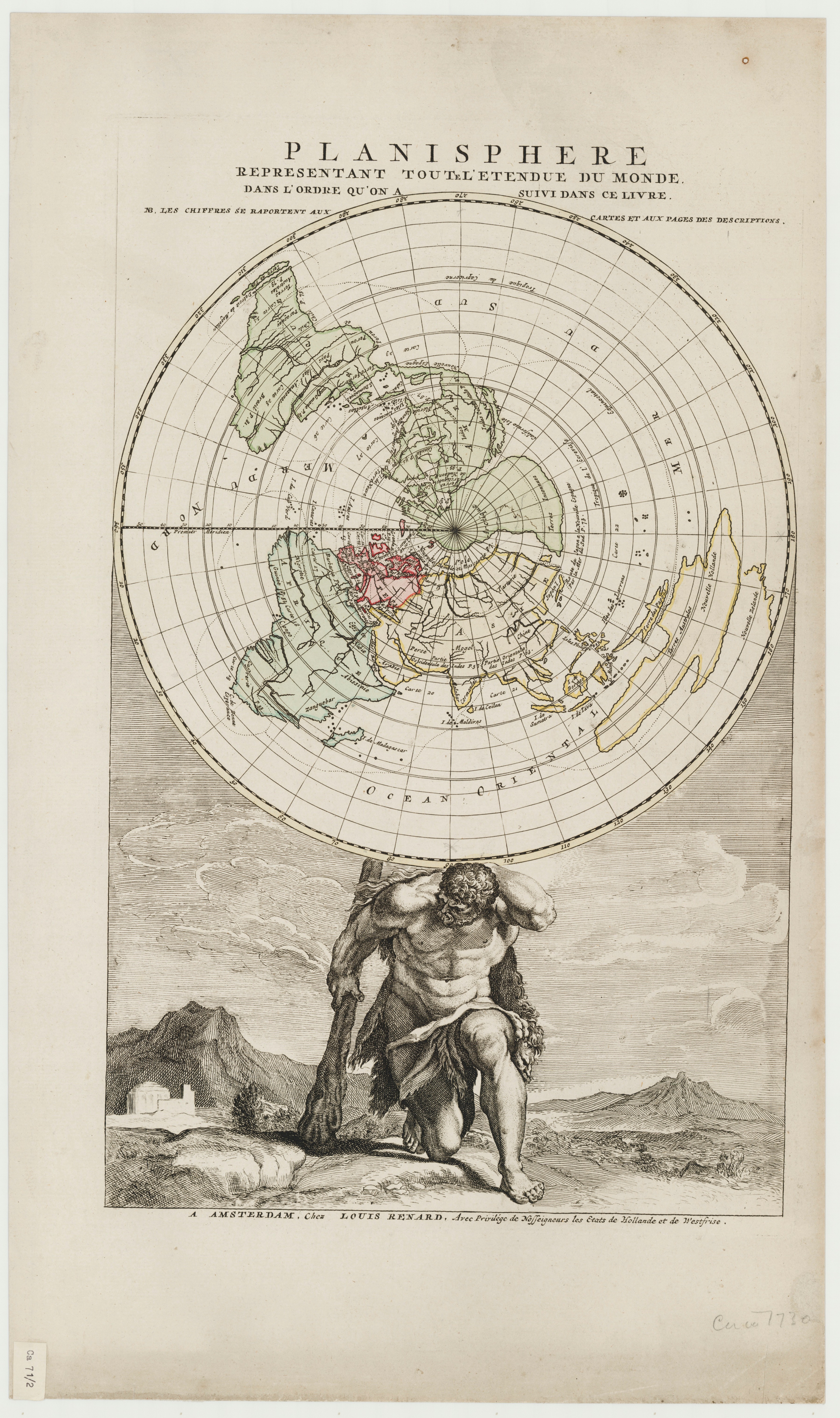 Planisphere representant toute l'etendue du monde : dans l'ordre qu'on a suivi dans ce livre from Atlas de la navigation, et du commerce qui se fait dans toutes les parties du monde