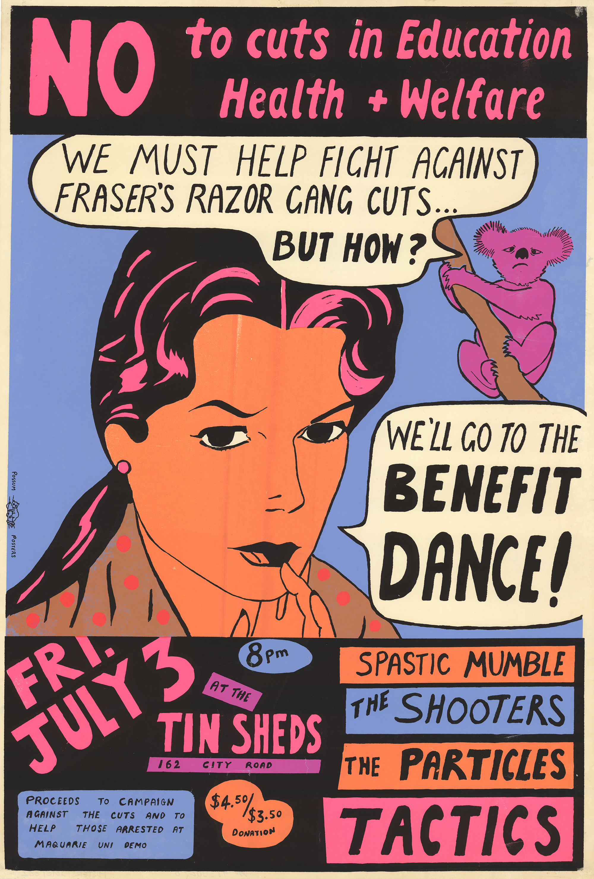 Poster "No to cuts in Education Health & Welfare" Benefit Dance 