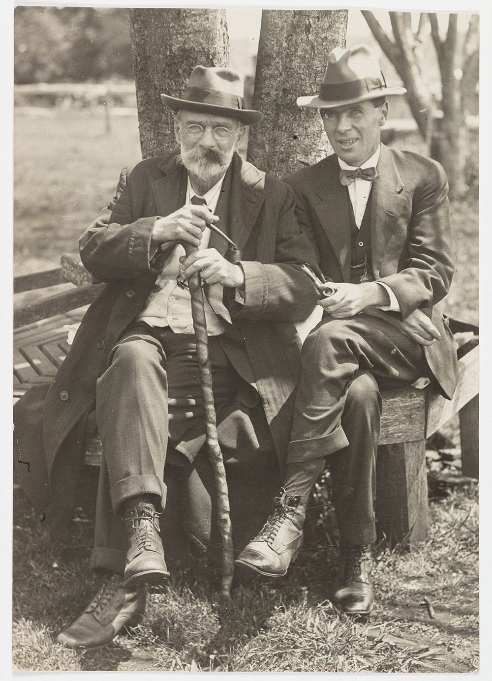 Alec Chisholm (right) with Professor Sydney Skertchly in Queensland, c 1920