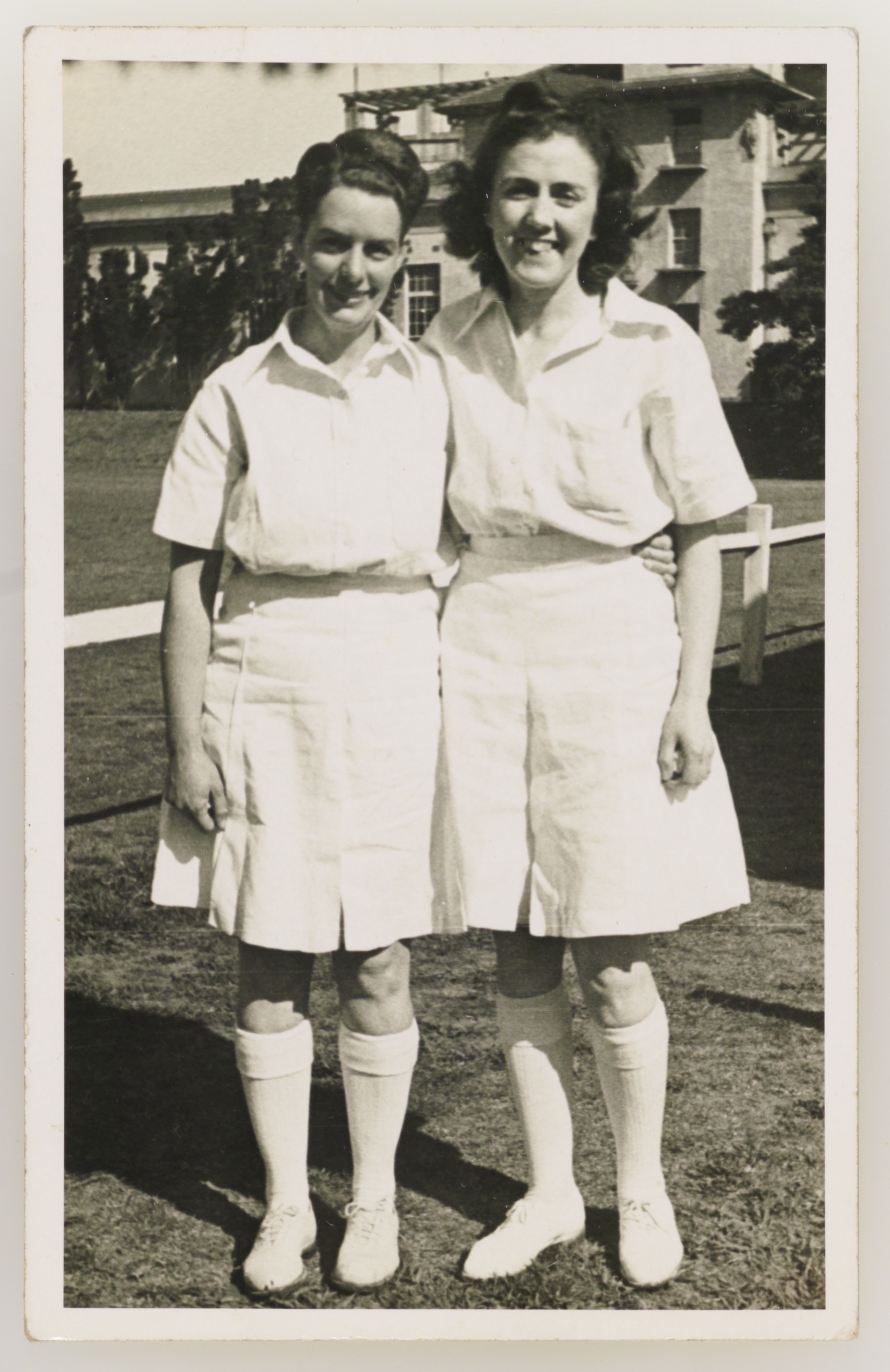 Lorna Thomas, left, with a team member, c 1940s