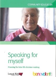 Speaking for myself: planning for later life decision-making Cover