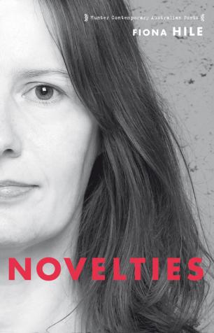 Half face of woman on book cover of Novelties by Fiona Hile