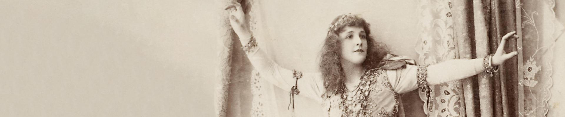 Detail from Nellie Stewart as Mam’zelle Nitouche (in the Act II ‘middle eastern’ costume), 1895, Falk Studios, Sydney 