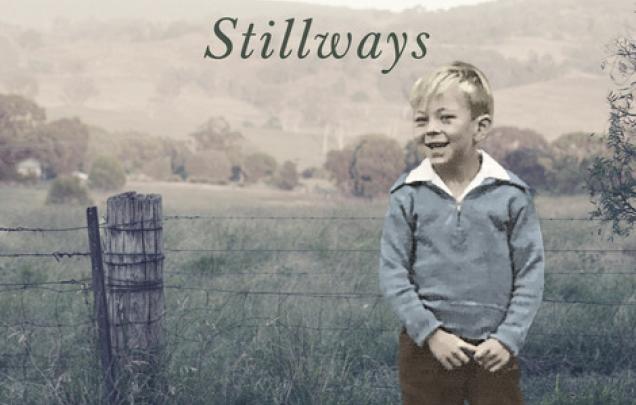 Australian actor Steve Bisley as a child standing in a field for book cover of Stillways, A Memoir by Steve Bisley