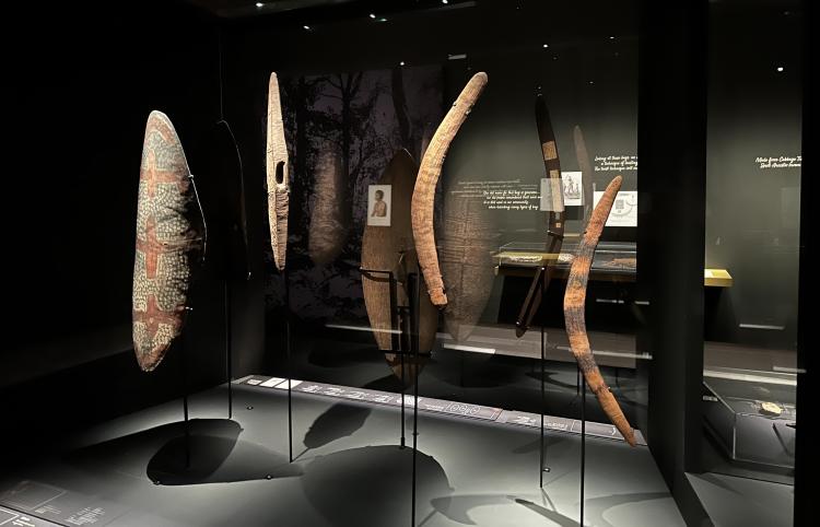 Aboriginal objects in glass case