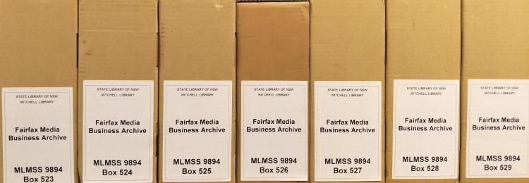 Fairfax Archive boxes labelled