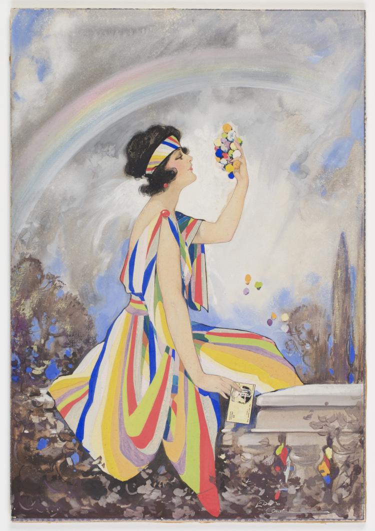 A painting of the Tintex Girl by Edward Francis Cole, c 1920