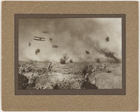 photograph of battle scene in trenches