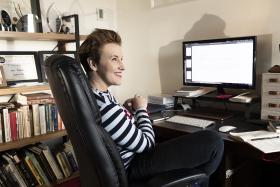 Kate Mulvany at her desk at home in Sydney, photo by Joy Lai