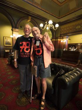 Item 01: Peter de Waal (left) and Peter 'Bon' Bonsall-Boone in the foyer of the Legislative Assembly, NSW Parliament House, Sydney, 25 February 2016 / photograph by Geoff Friend