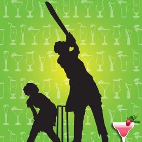Female cricketers in silhouette with green background