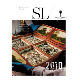 Specimen tray with beetles, insects and butterflies on cover of Winter 2010 New South Wales State Library Magazine