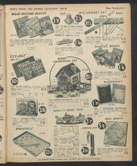 A catalogue page showing different toys for sale
